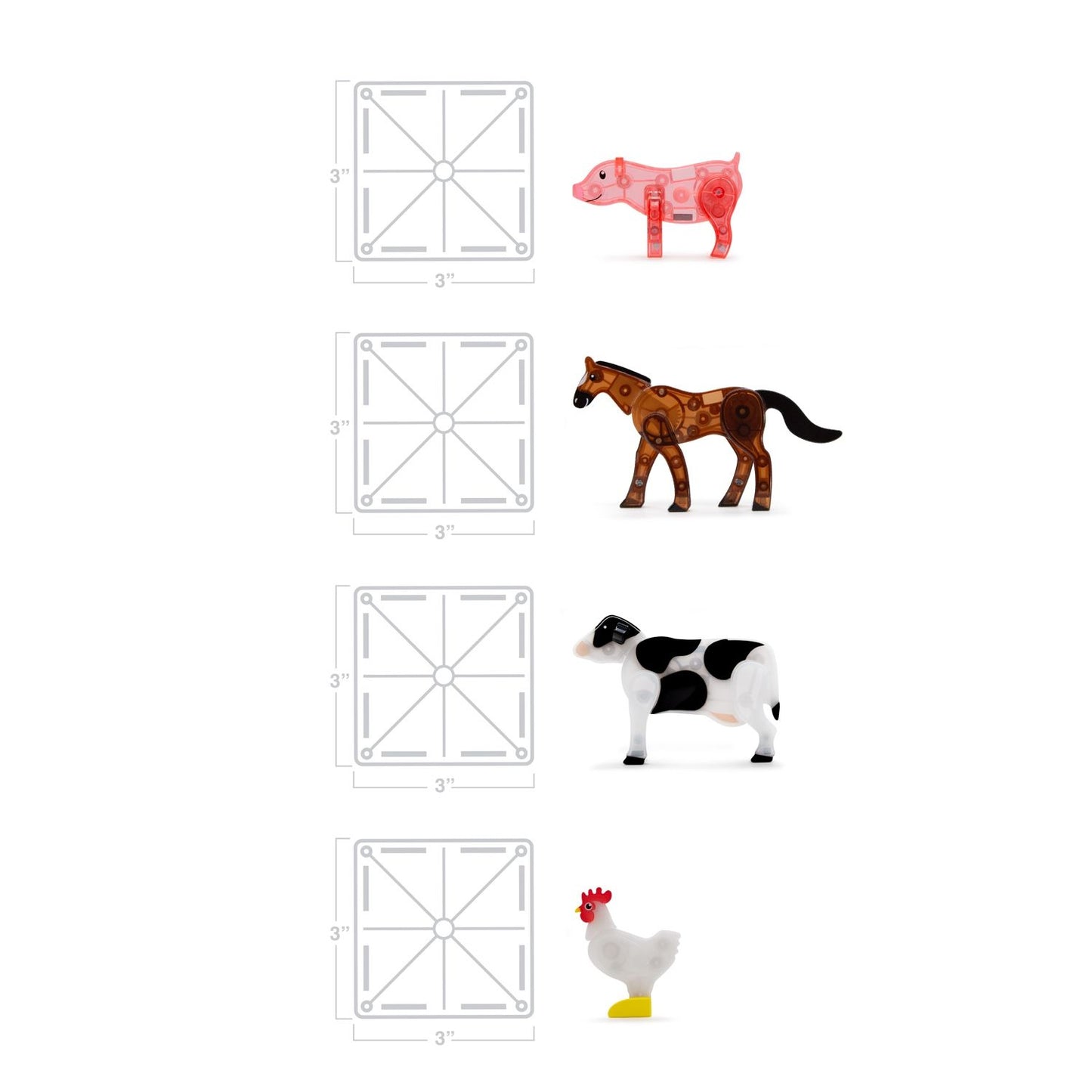 Animali della Fattoria - costruzioni magnetiche 25 pezzi