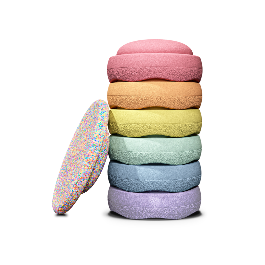 Stapelstein - Super Confetti Rainbow Set pastel 6+1 (board)