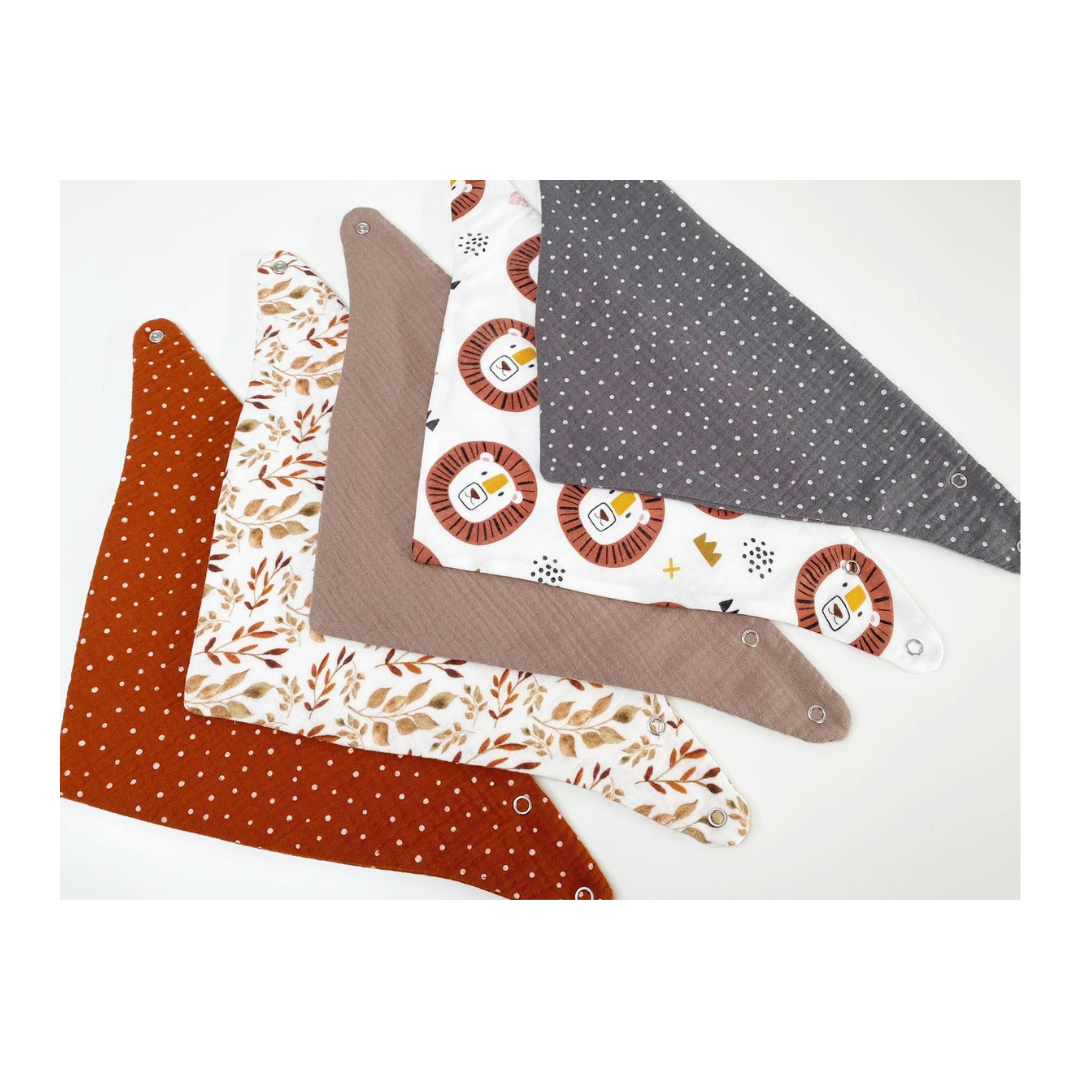 Bandana mussola Leone arancione -  Set da 5