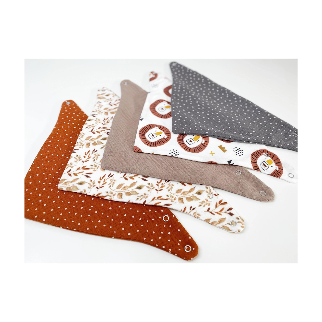 Bandana mussola Leone arancione -  Set da 5