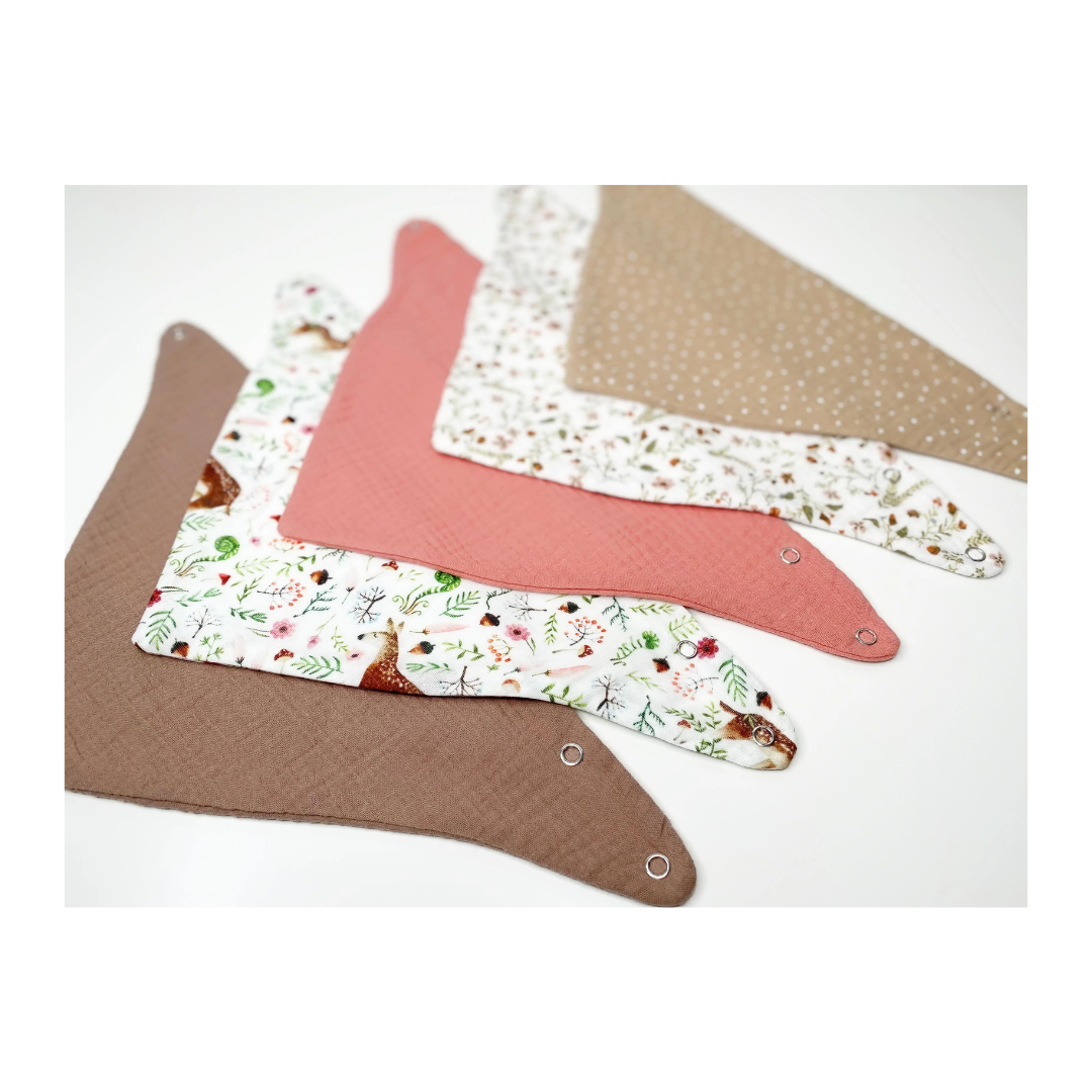 Bandana mussola Foresta rosa -  Set da 5