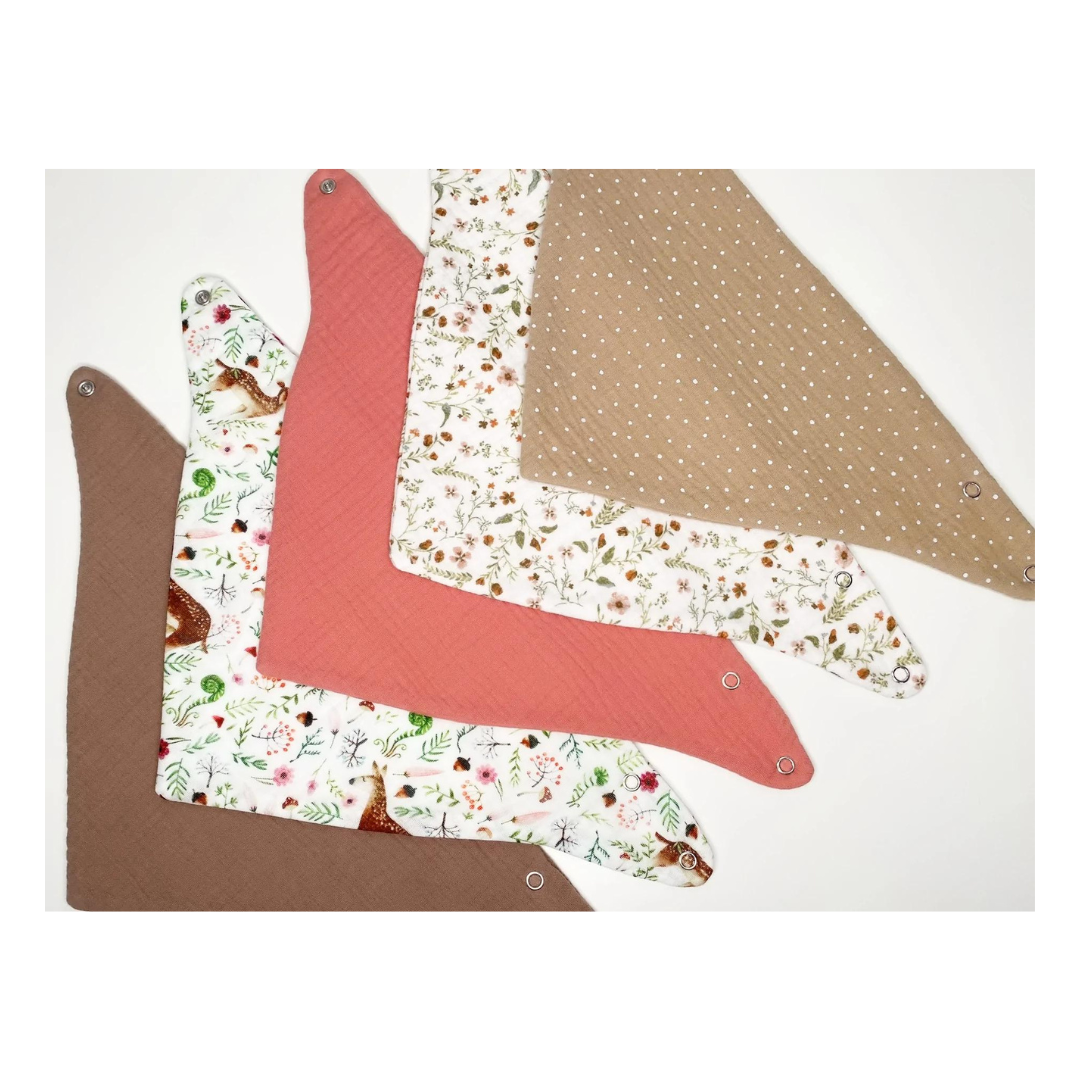 Bandana mussola Foresta rosa -  Set da 5