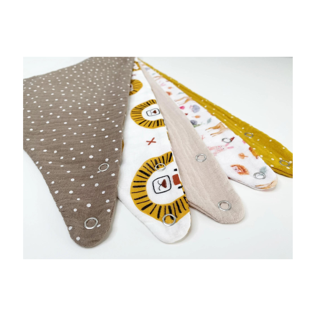 Musselin-Bandana Gelbe Tiere – 5er-Set